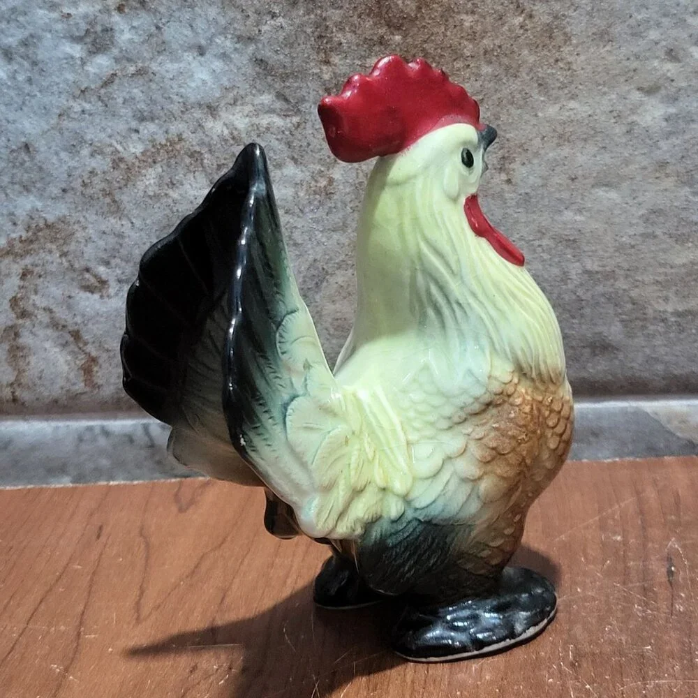 Vintage Ceramic Chicken Rooster Single Salt Pepper Shaker